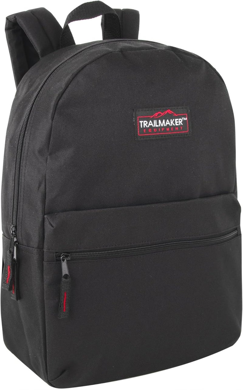 Trailmaker Classic 17 inch Backpacks with Adjustable Padded Straps | School Backpacks for Girls, Boys (Black) - Image 1